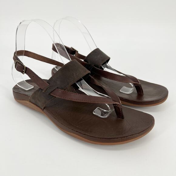 Chaco Shoes - Chaco Maya II Sandal Women 8 / 39 Java Brown Leather Thong Ankle Strap Gladiator